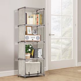 Bookshelf 5 Tier Portable Bookcase 4 Cube Storage Shelves Adjustable Storage Organizer Kid BookShelf for Home Office Bedroom Study