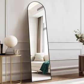 58"x19" Full Length Mirror with Stand Floor Mirror with Aluminum Alloy Frame Body Wall-Mounted Mirrors For Bedroom Bathroom (Color: Black-arched-59IN)