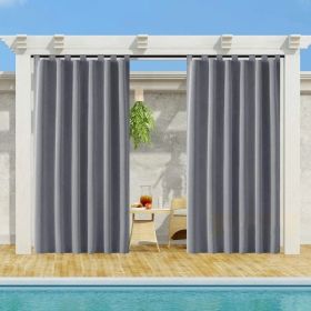 Gray Smooth 50 In. W X 108 In. L Other Blackout Outdoor Light Filtering Curtain (Single Panel), Silencer Clip (Option: Gray)
